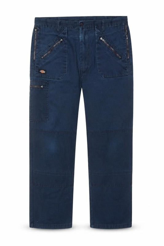 Dickies Men's Blue Cargo Trousers, Zip Accents 40S