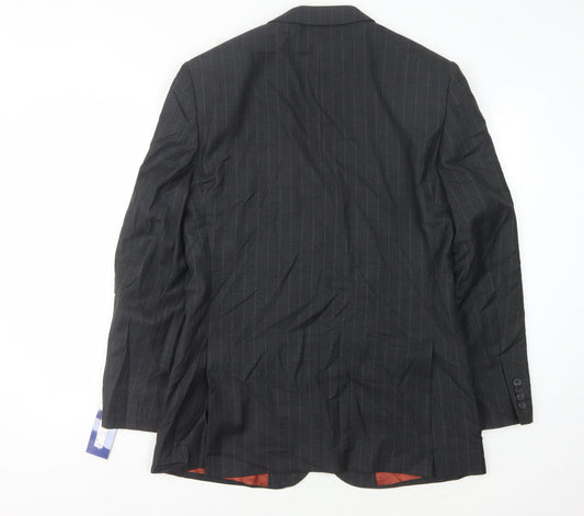T.M. Lewin Men's Grey Striped Wool Blazer 38R
