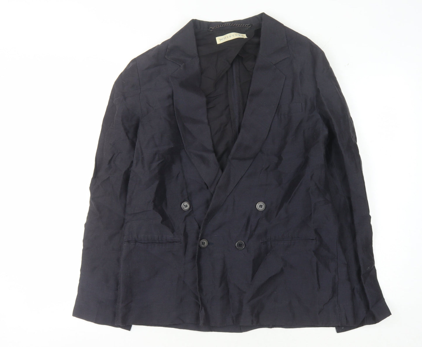Whistles Women's Black Double-Breasted Suit Jacket Size 12