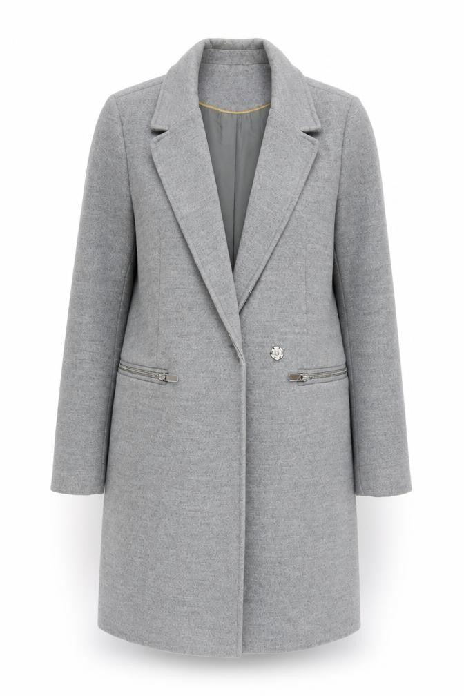 Topshop Women's Grey Overcoat Size 8 Regular Fit