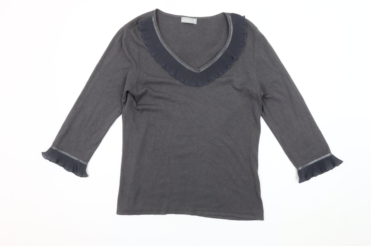 Marks and Spencer Grey Ruffle Blouse Women Size 14