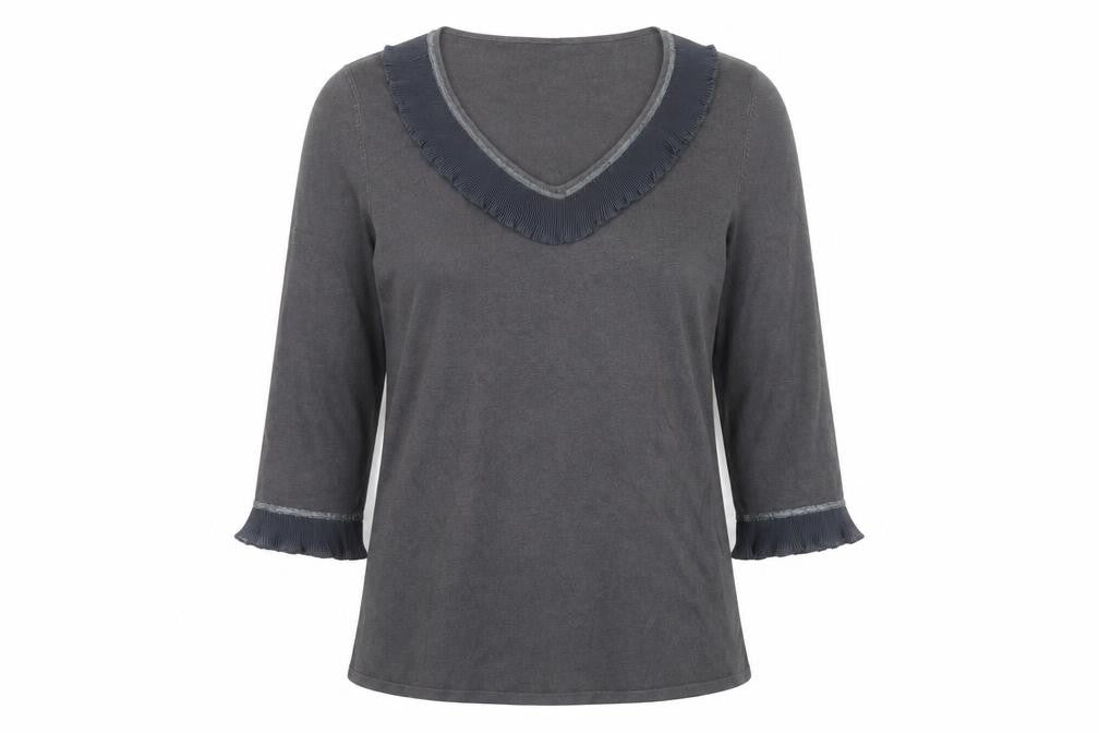 Marks and Spencer Grey Ruffle Blouse Women Size 14