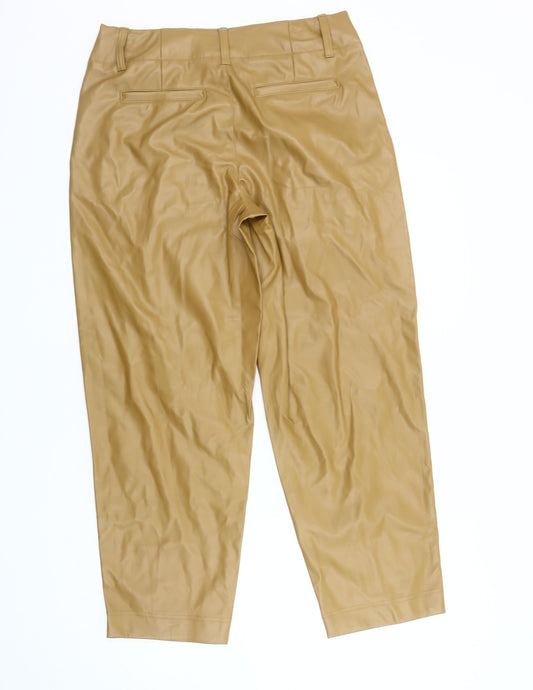 A New Day Women's Beige Faux Leather Trousers Size 10