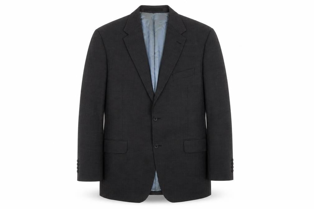 Marks and Spencer Men's Navy Check Wool Blazer, Size 44R