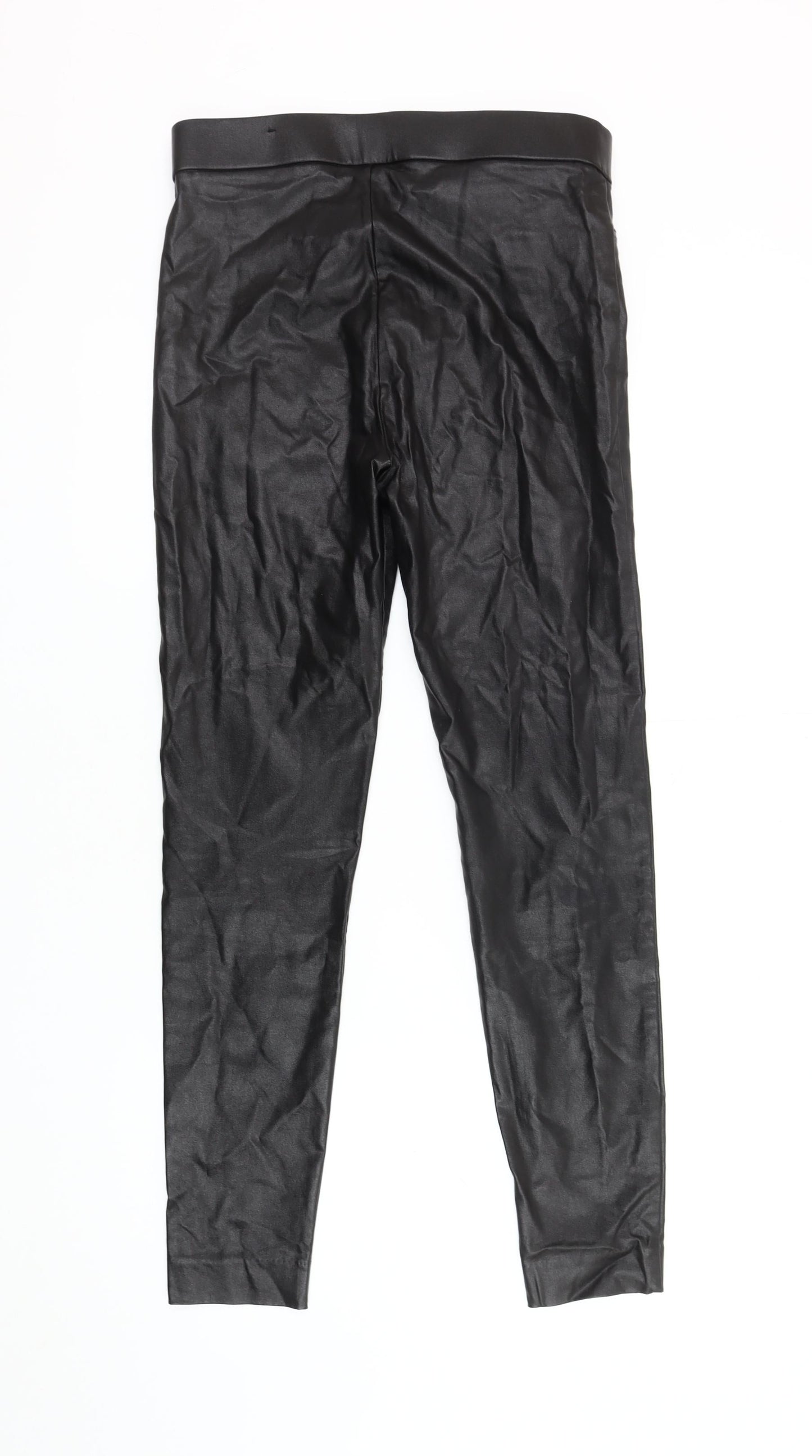 Zara Women's Black Faux Leather Leggings M
