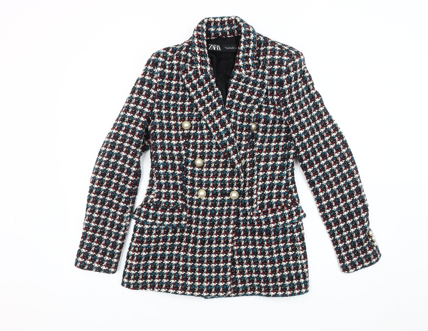 Zara Women's Multicoloured Bouclé Blazer Size 8