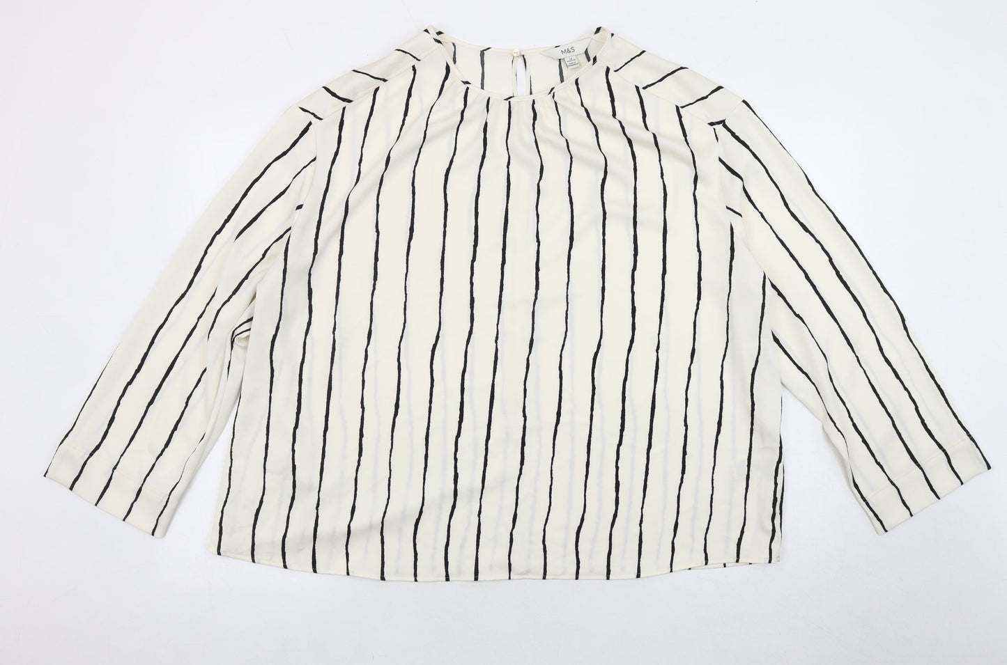 Marks and Spencer Women’s White Striped Top Size 18