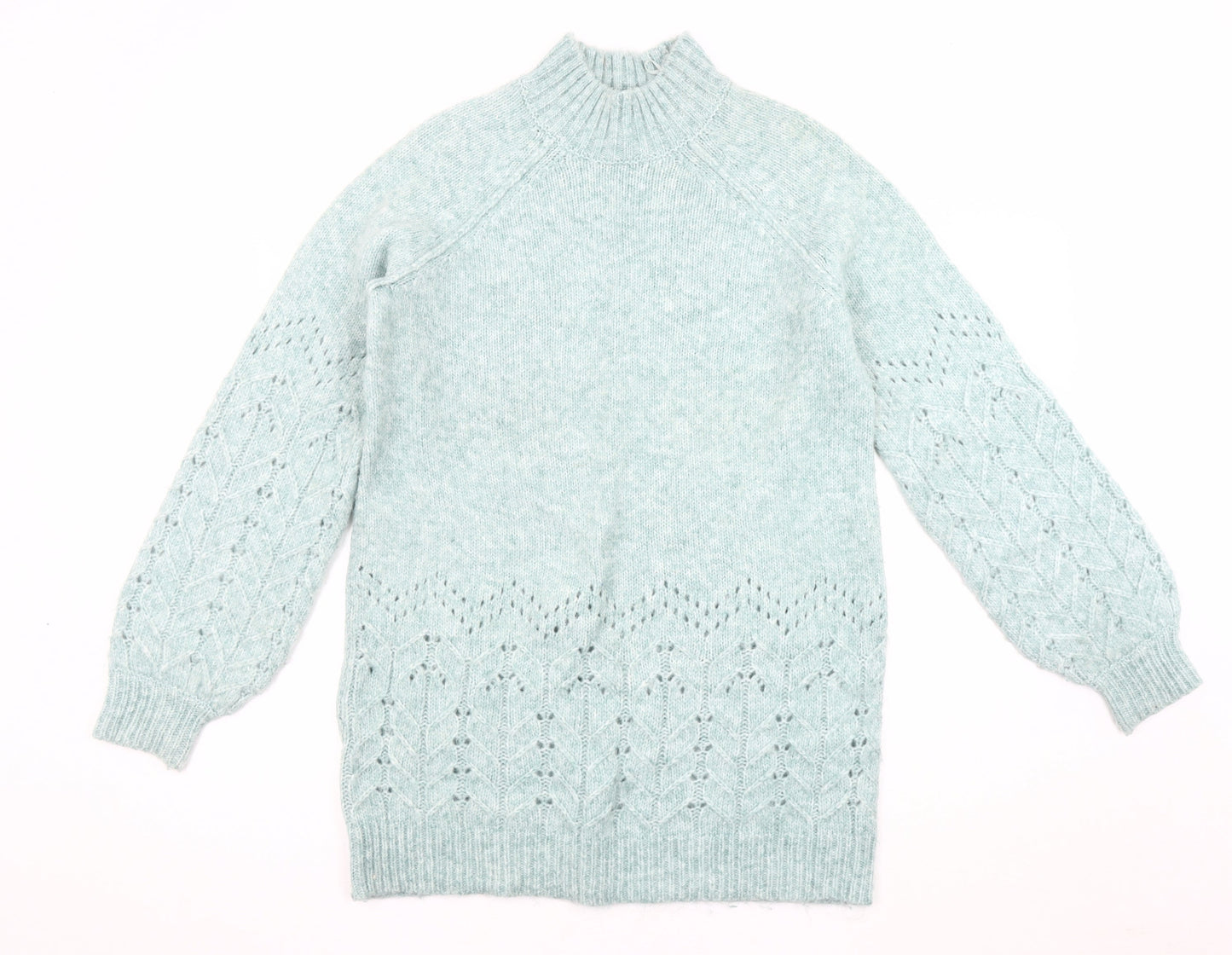 M&Co Women's Green High Neck Pullover Jumper, UK 12