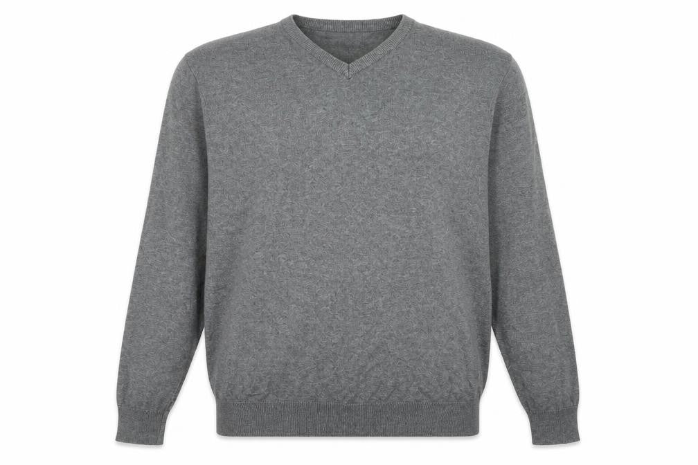 Front view of Thomas Nash Men's Grey V-Neck jumper M