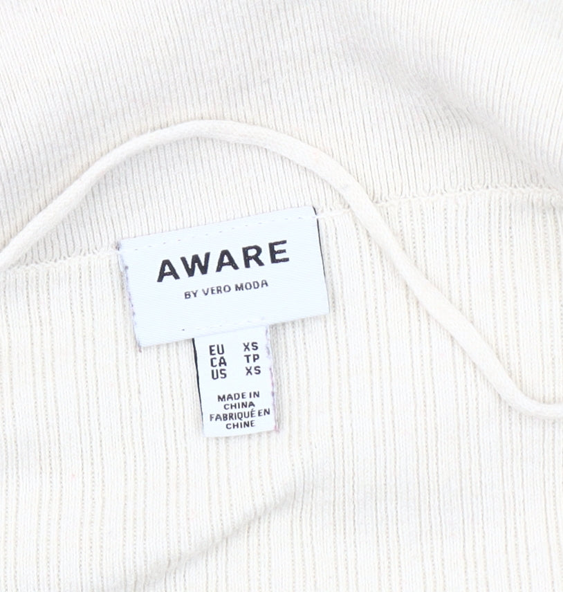 Vero Moda Women's Ivory Cardigan XS Collared Knit
