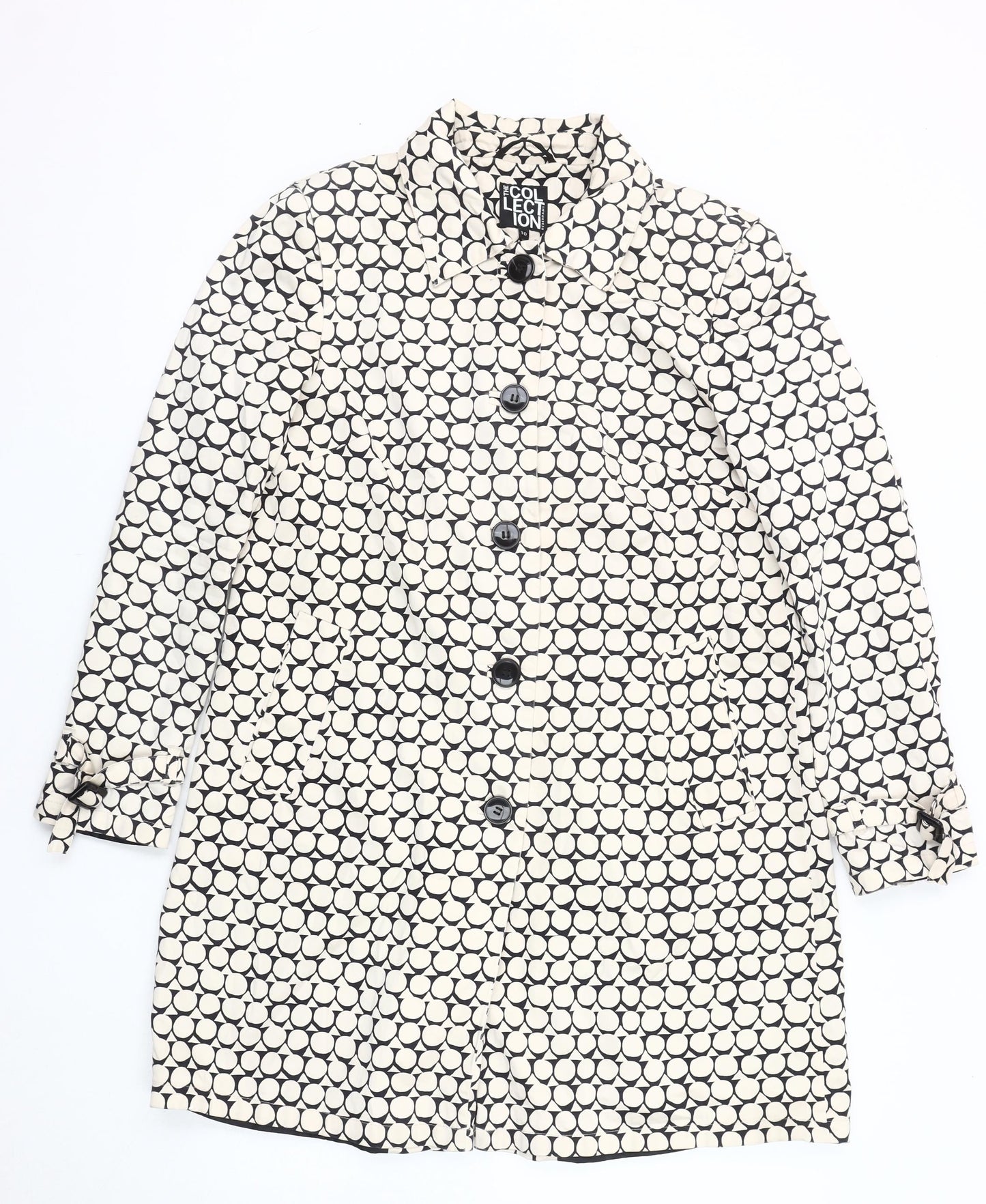 Debenhams Women's Black and White Overcoat, Size 10
