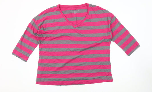 JD Williams Women's Pink Striped V-Neck Top Size 16
