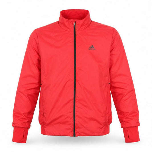 Front view of Adidas Men's Red XS Windbreaker Jacket, Full Zip, Lightweight