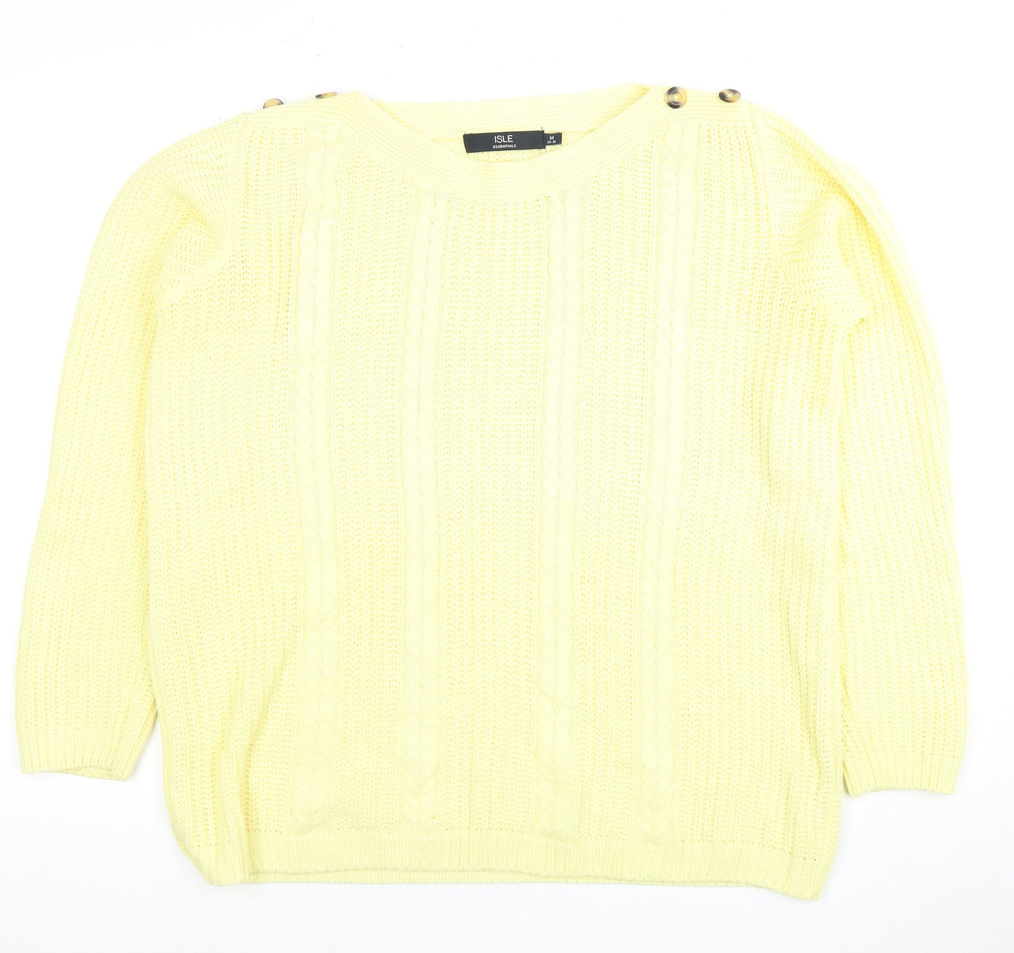ISLE Women's Yellow Cable-Knit Pullover Jumper M