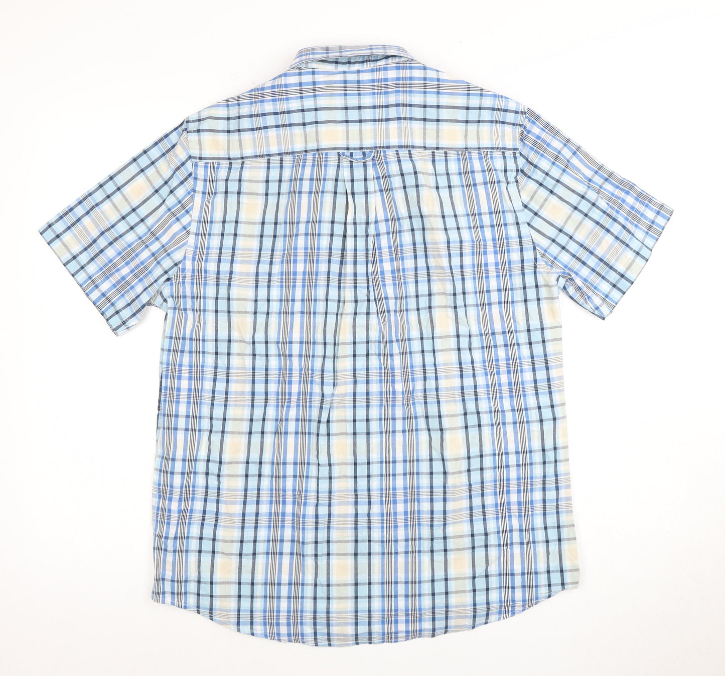 James Pringle Men's Blue Check Short Sleeve Shirt M