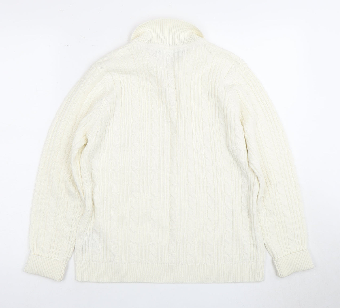 Isle Women's Ivory M Collared Cable-Knit Jumper
