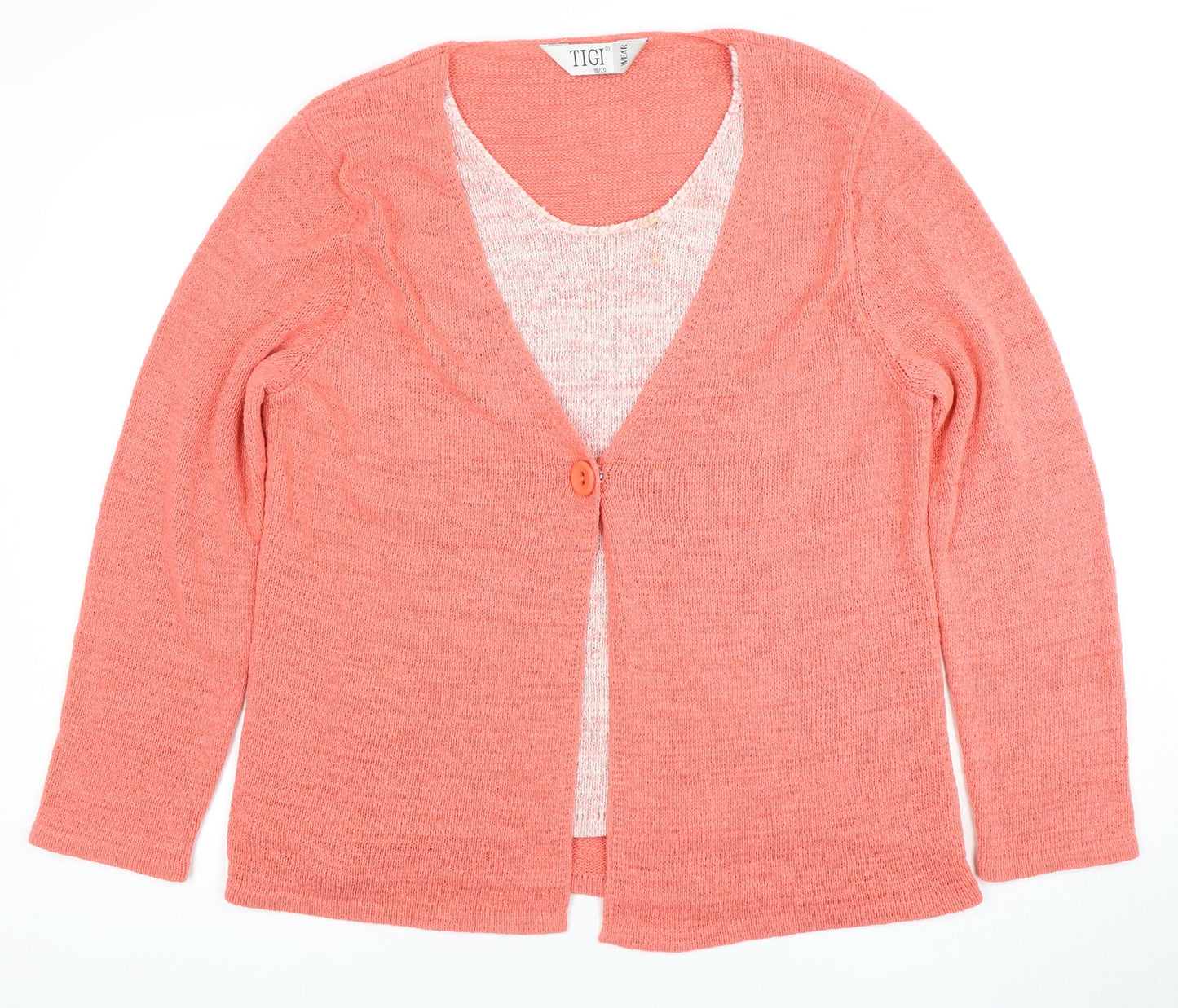 TIGI Women's Pink Cardigan V-Neck Size 18