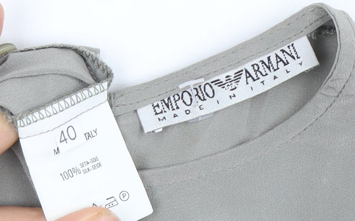 Emporio Armani Women Grey Silk Long Sleeve Top