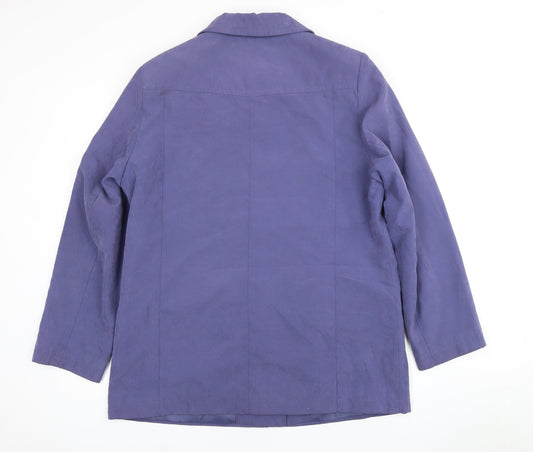 EWM Women's Blue Jacket - Long Sleeve, Buttons, Size 14