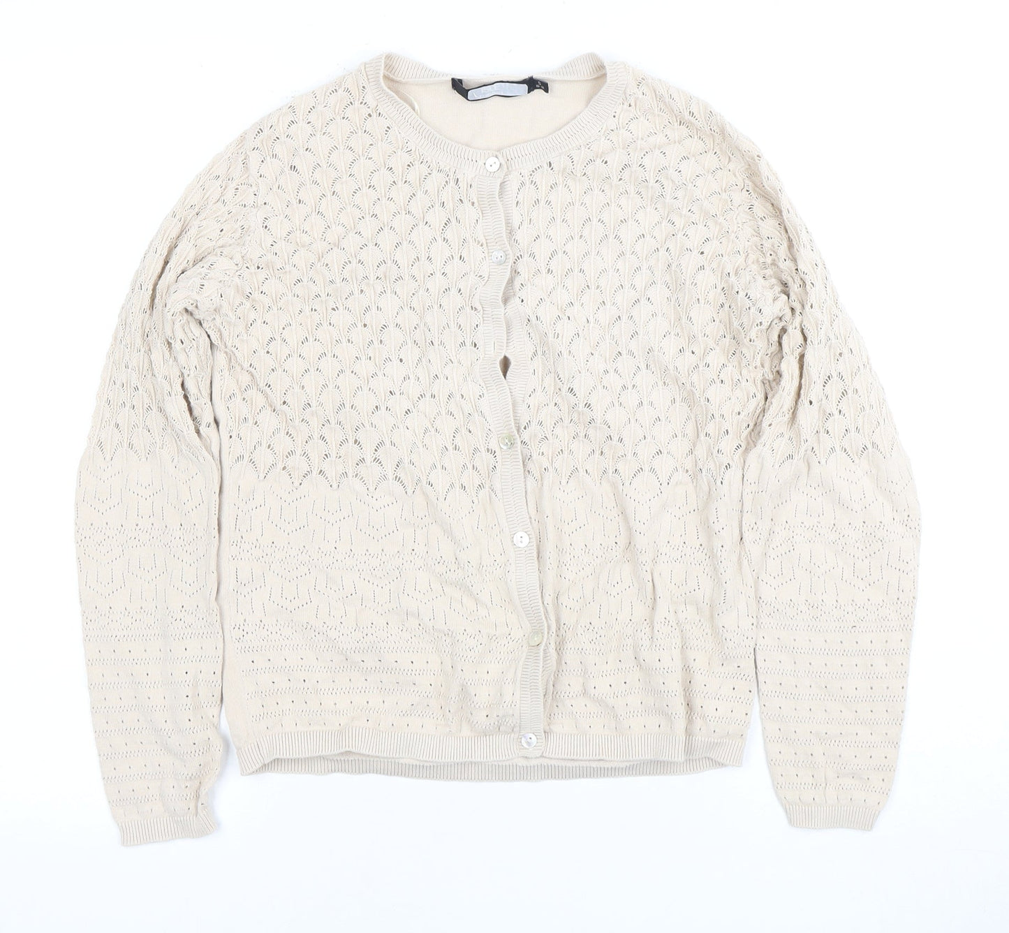 Isle Women's Beige Cotton Cardigan Size 10