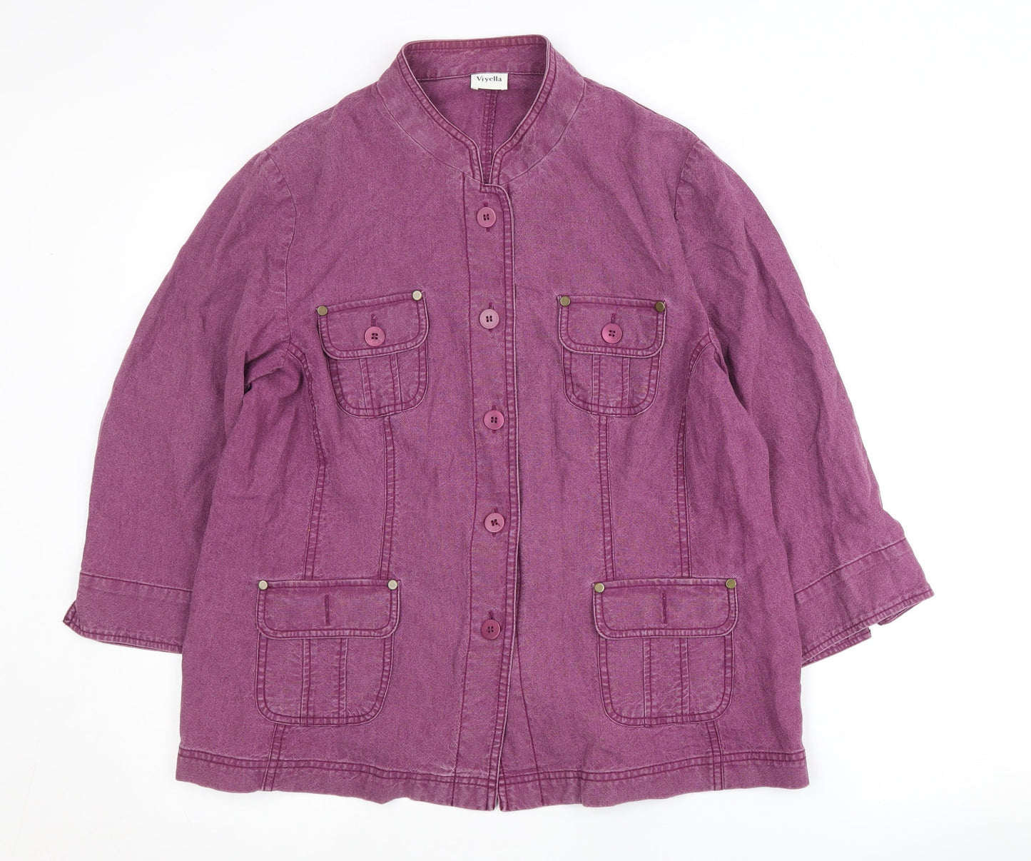Viyella Purple Linen Blend Women's Jacket Size 16
