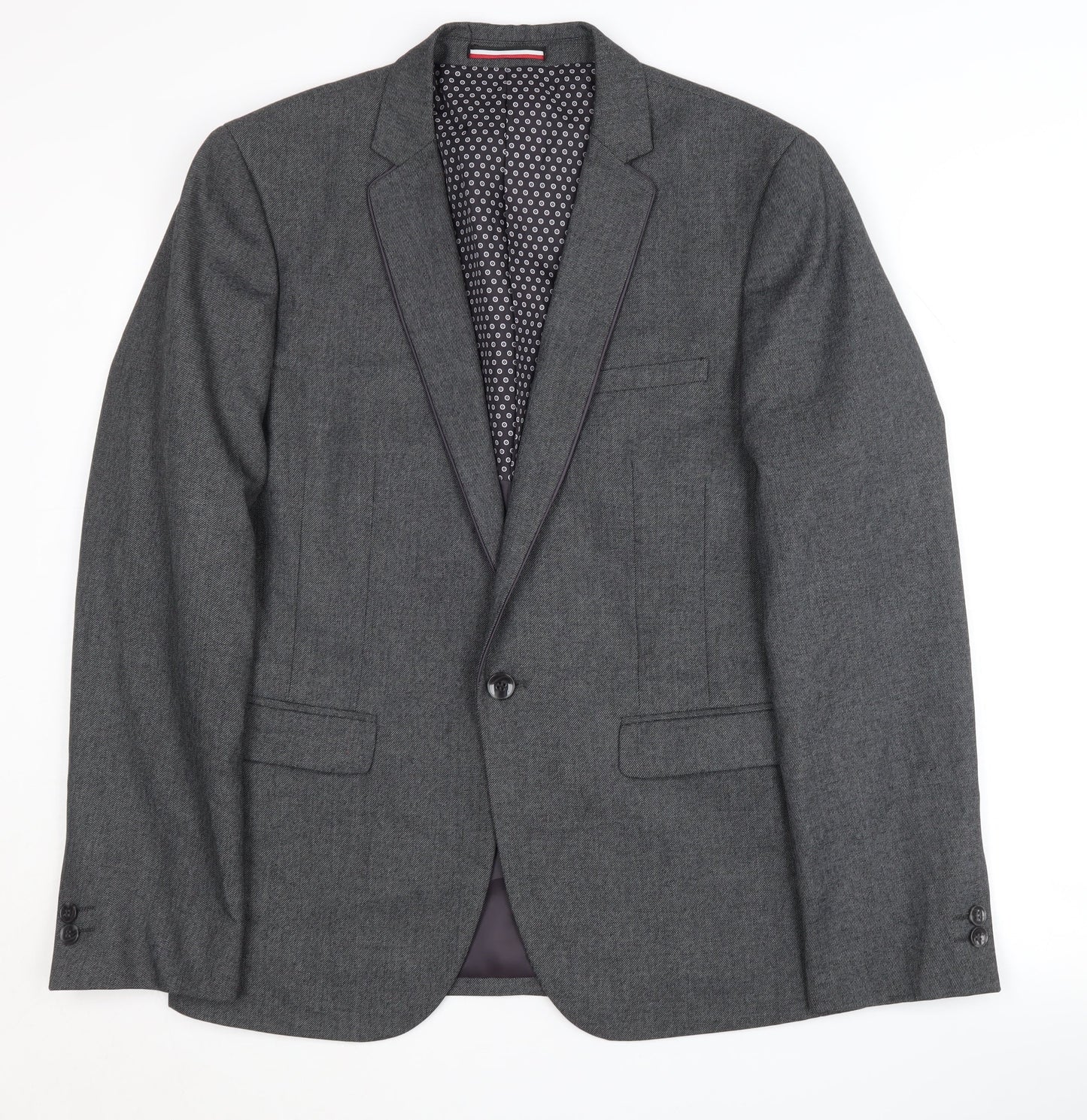 Ventuno 21 Men's Grey Blazer Jacket Notch Lapel Size 38