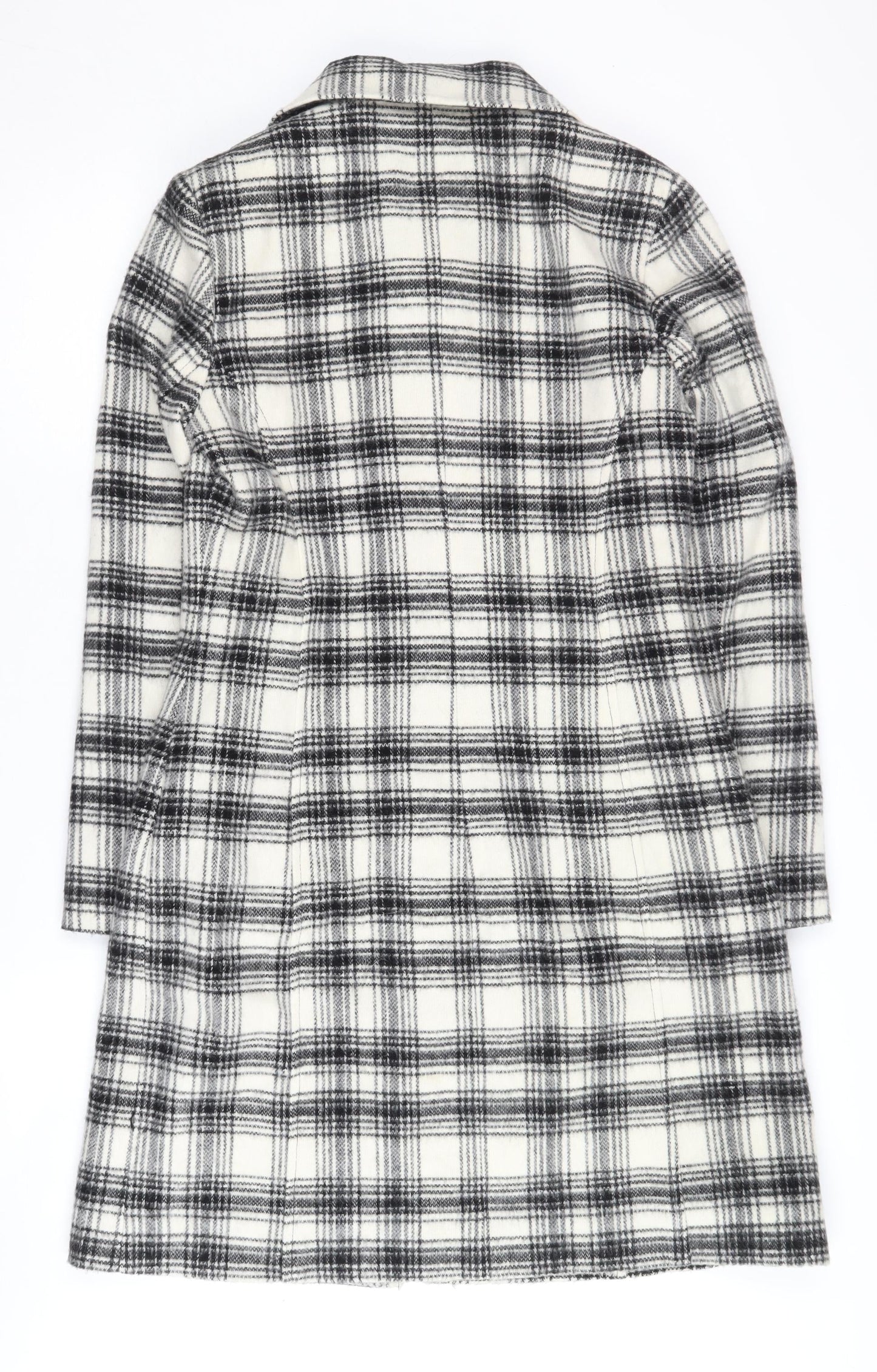 Androse Women's Black & White Plaid Wool Overcoat