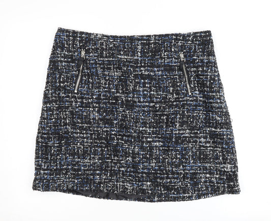 Warehouse Women's Black Blue Geometric Skirt Size 18