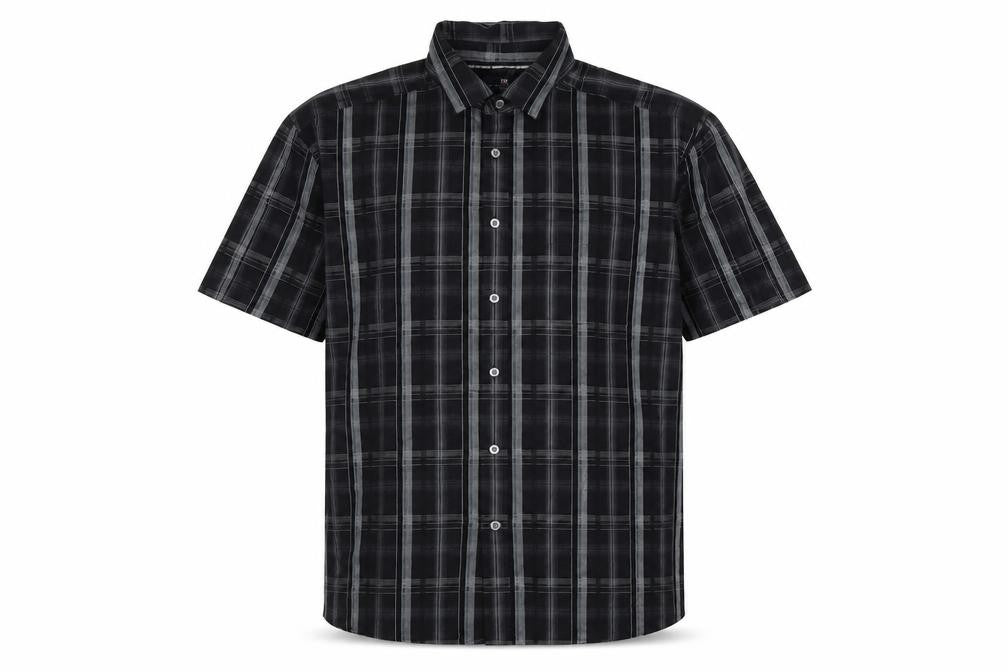 Marks and Spencer Men's Black Plaid Short Sleeve Shirt L