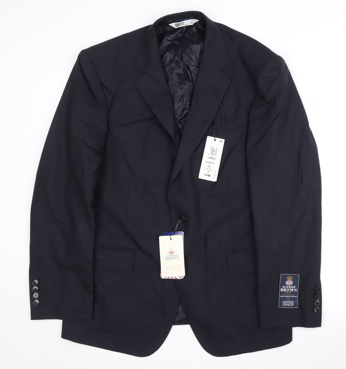 Marks and Spencer Men's Blue Blazer, Size 40L, Formal