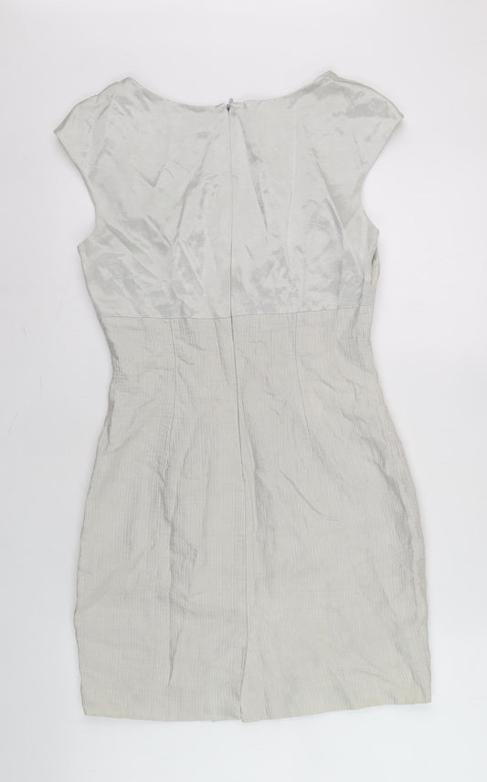 Karen Millen Women Silver Sheath Dress, Size 10