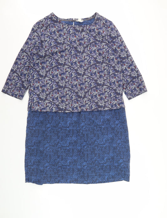 White Stuff Women's Blue Floral Shift Dress Size 10