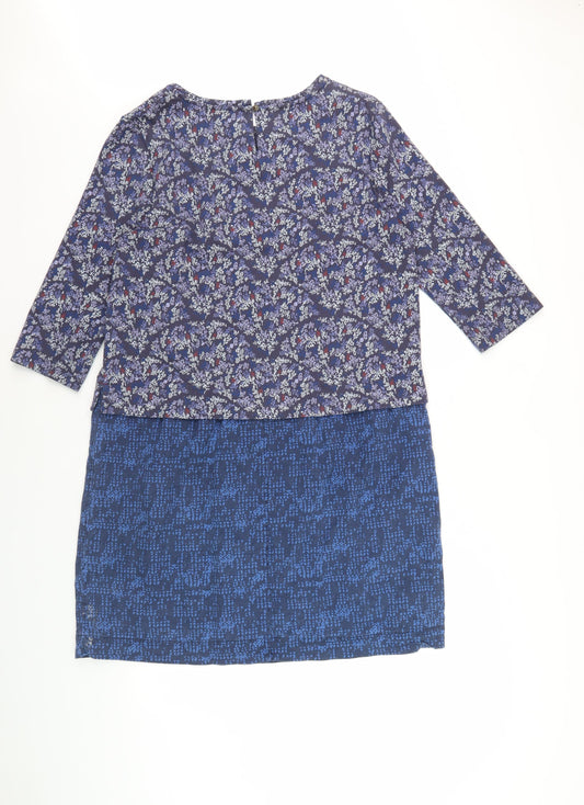 White Stuff Women's Blue Floral Shift Dress Size 10
