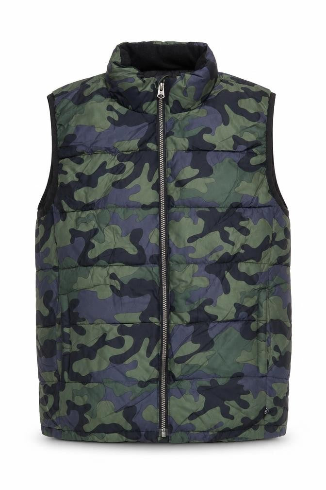 Gap Mens Green Camouflage Puffer Waistcoat 2XL