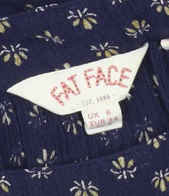 Fat Face Women's Blue Floral Blouse UK 6 Casual