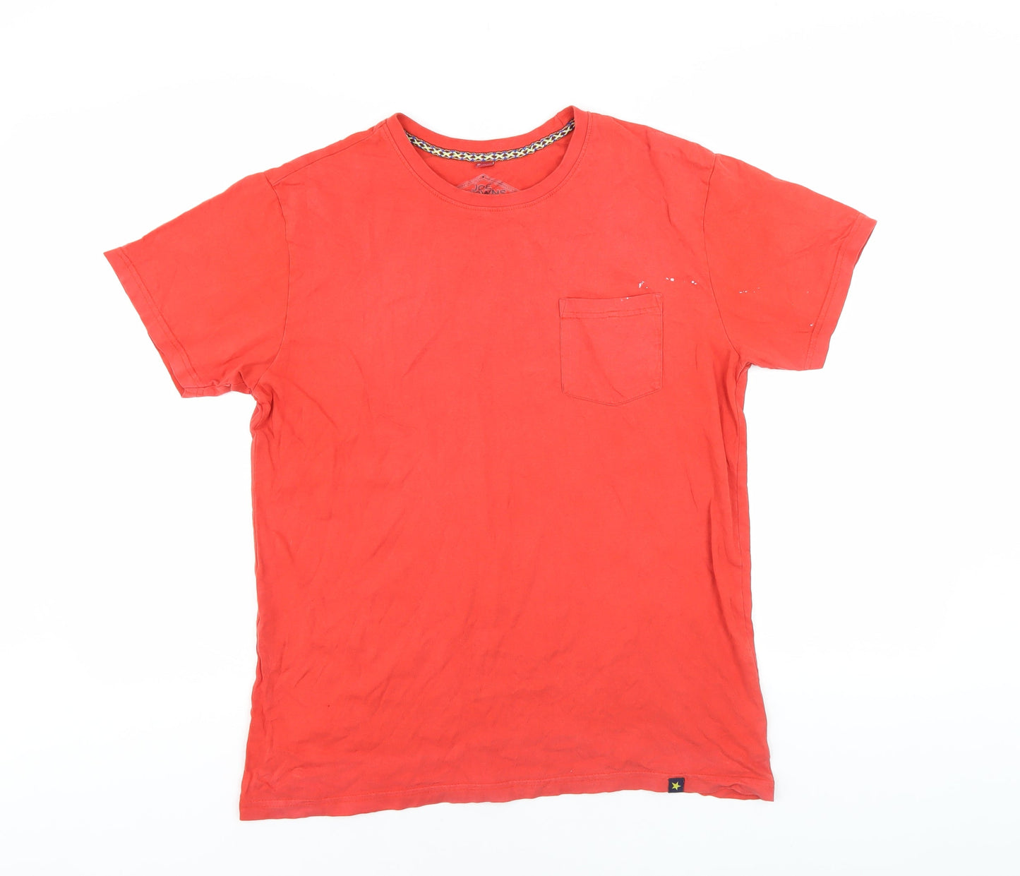 Joe Browns Men's Red Crew Neck T-Shirt, M, Solid Cotton