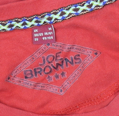 Joe Browns Men's Red Crew Neck T-Shirt, M, Solid Cotton