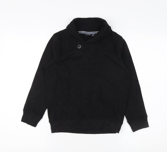 Next Boys Black High Neck Sweatshirt 8-9 Years with Button Accent
