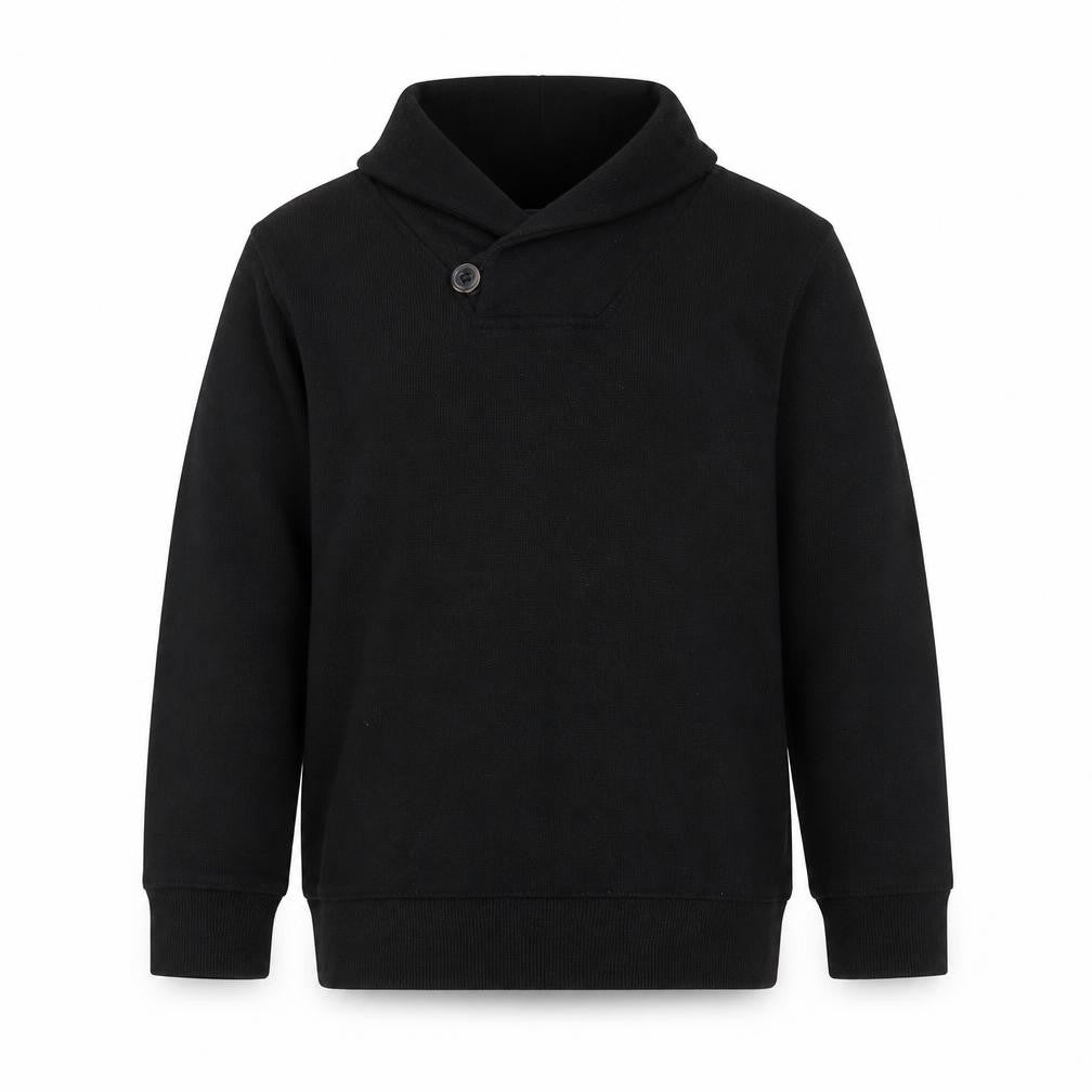 Front view of Next boys’ black high neck sweatshirt 8-9 years with button accent