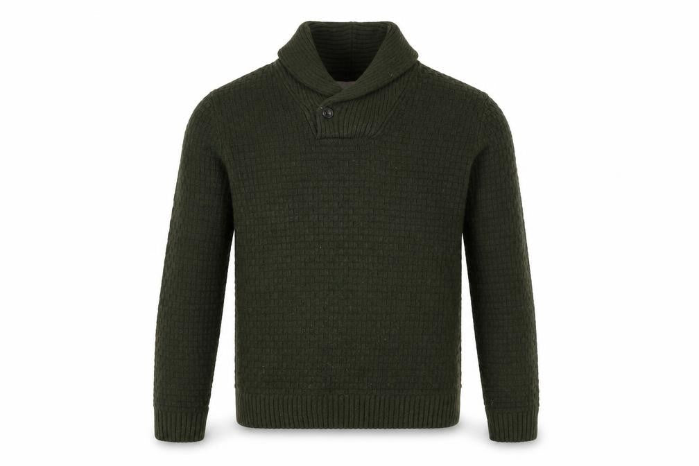 Marks and Spencer Green Mock Neck Pullover - Men's M