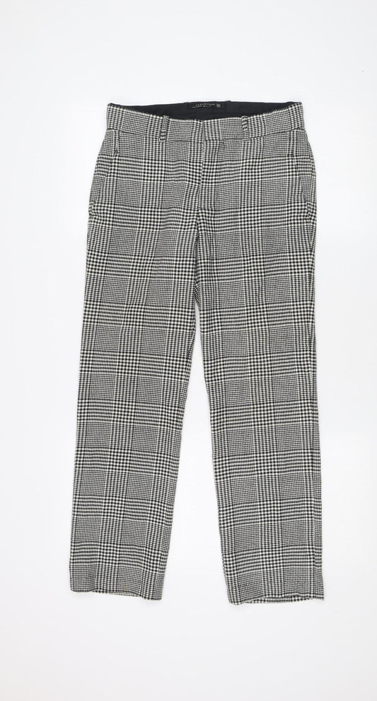 Zara Woman Black XS Trousers in Houndstooth