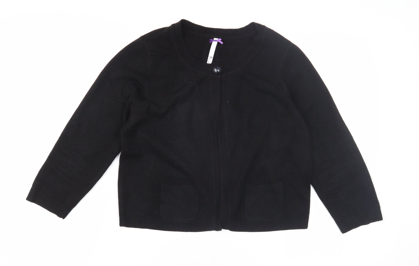BHS Women's Black Cardigan, Size 14, Round Neck