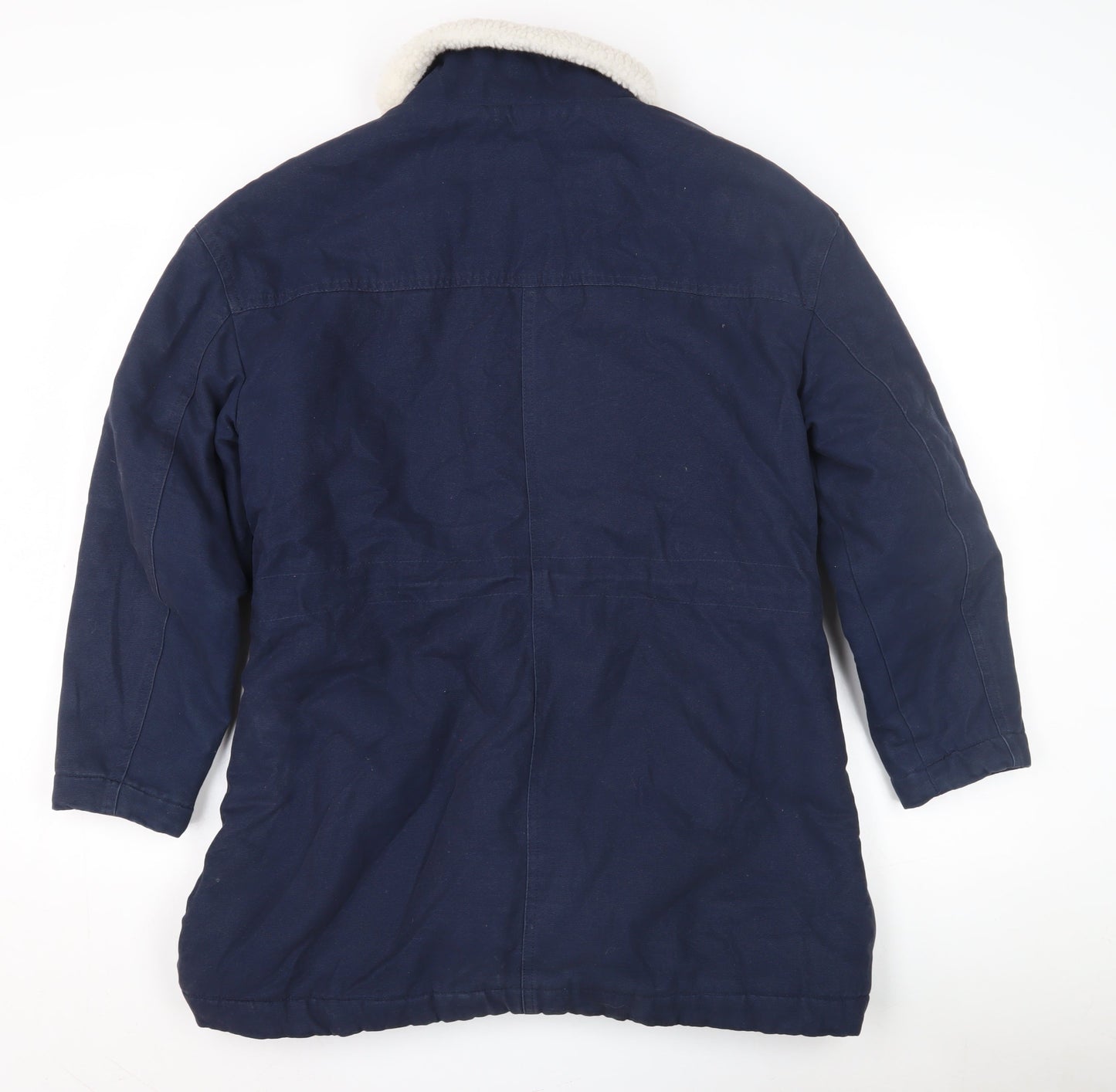 Marks and Spencer Women's Navy Parka Coat - Size 10, Hooded & Lined