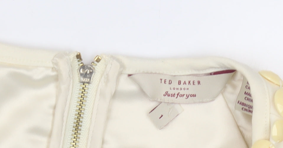 Ted Baker Women's Ivory Sheath Dress Size 8 Party