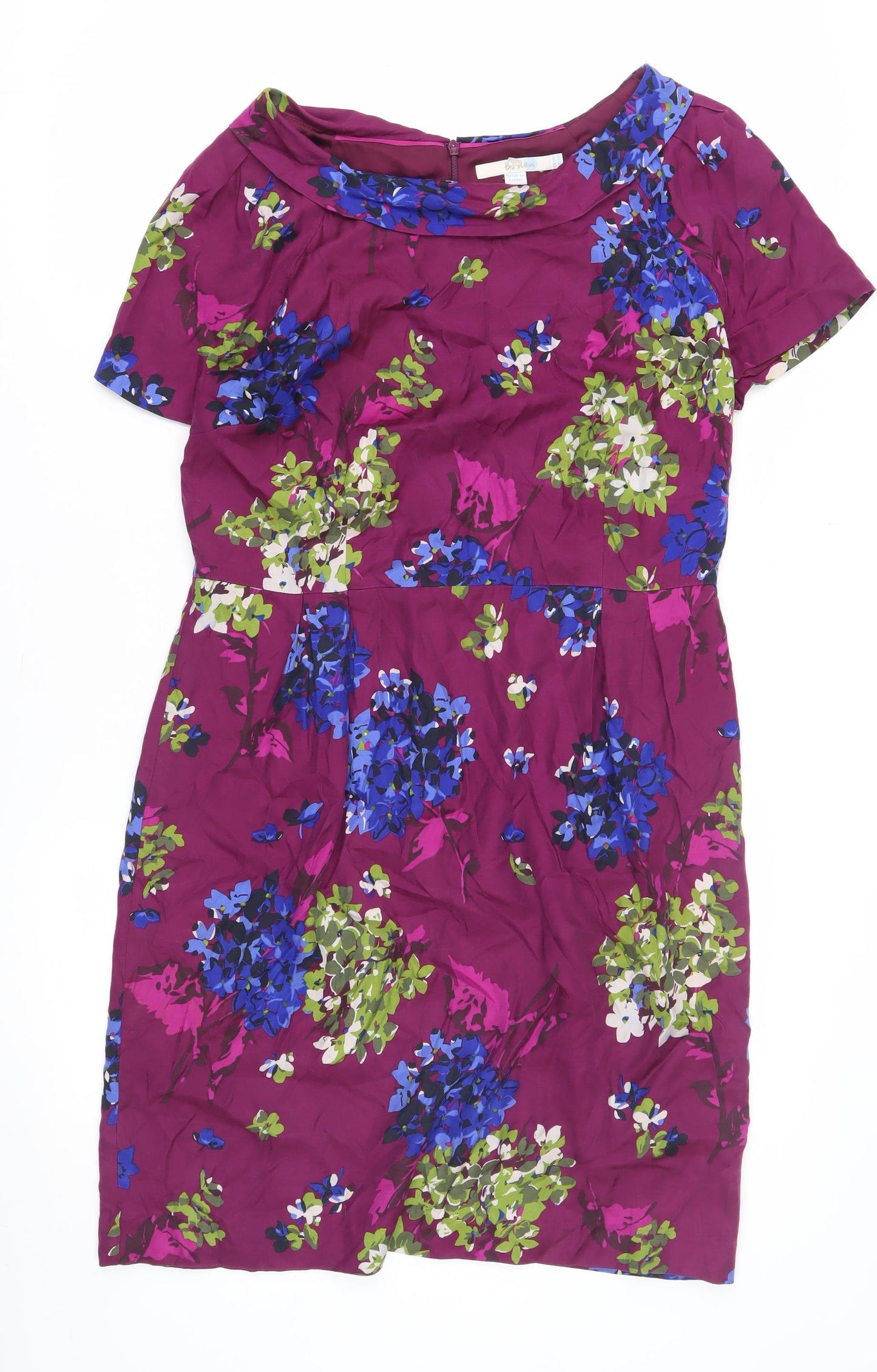 Boden Women's Purple Floral Cotton Blend Dress - Size 14