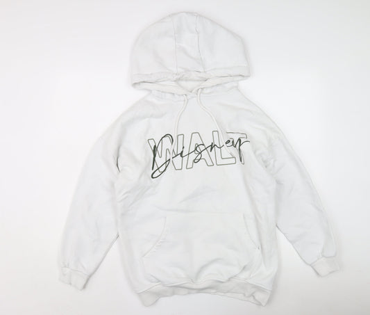 Disney White Unisex Pullover Hoodie S, Graphic Print