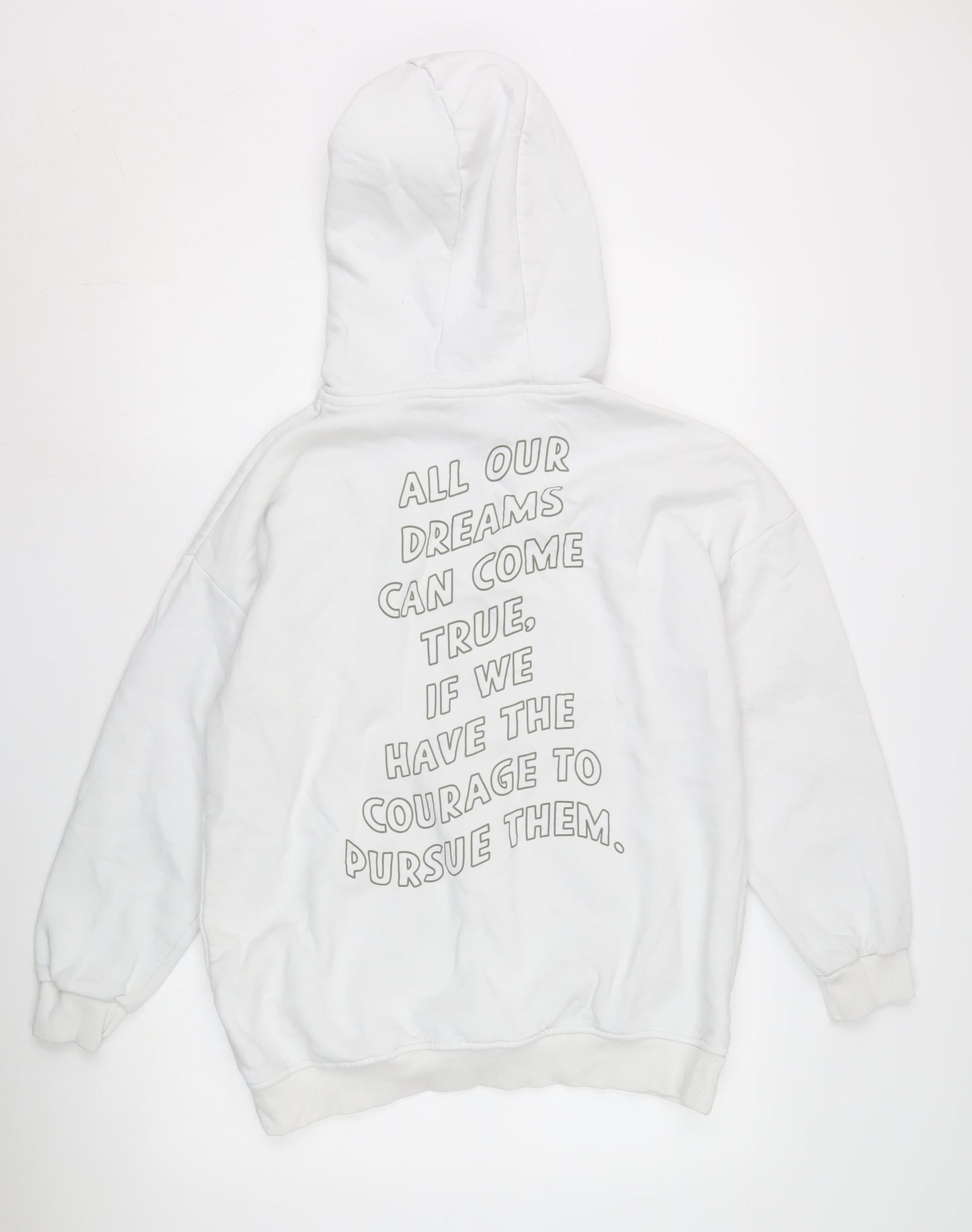 Disney White Unisex Pullover Hoodie S, Graphic Print
