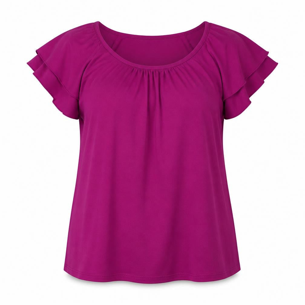 Womens UK Size 2 Ann Harvey Purple Cotton Blend Blouse