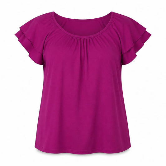 Womens UK Size 2 Ann Harvey Purple Cotton Blend Blouse