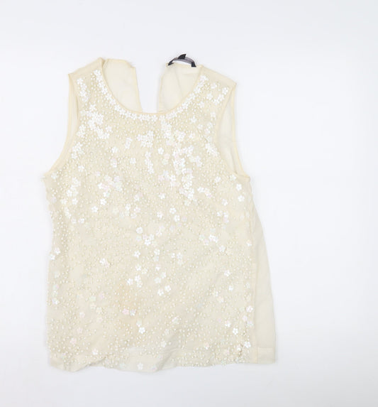 French Connection Ivory Beaded Women's Blouse - Size 10
